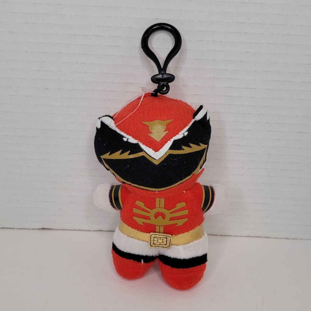 2013 Power Rangers Red Ranger Plush Backpack Clip with Zipper Pocket 5.5"